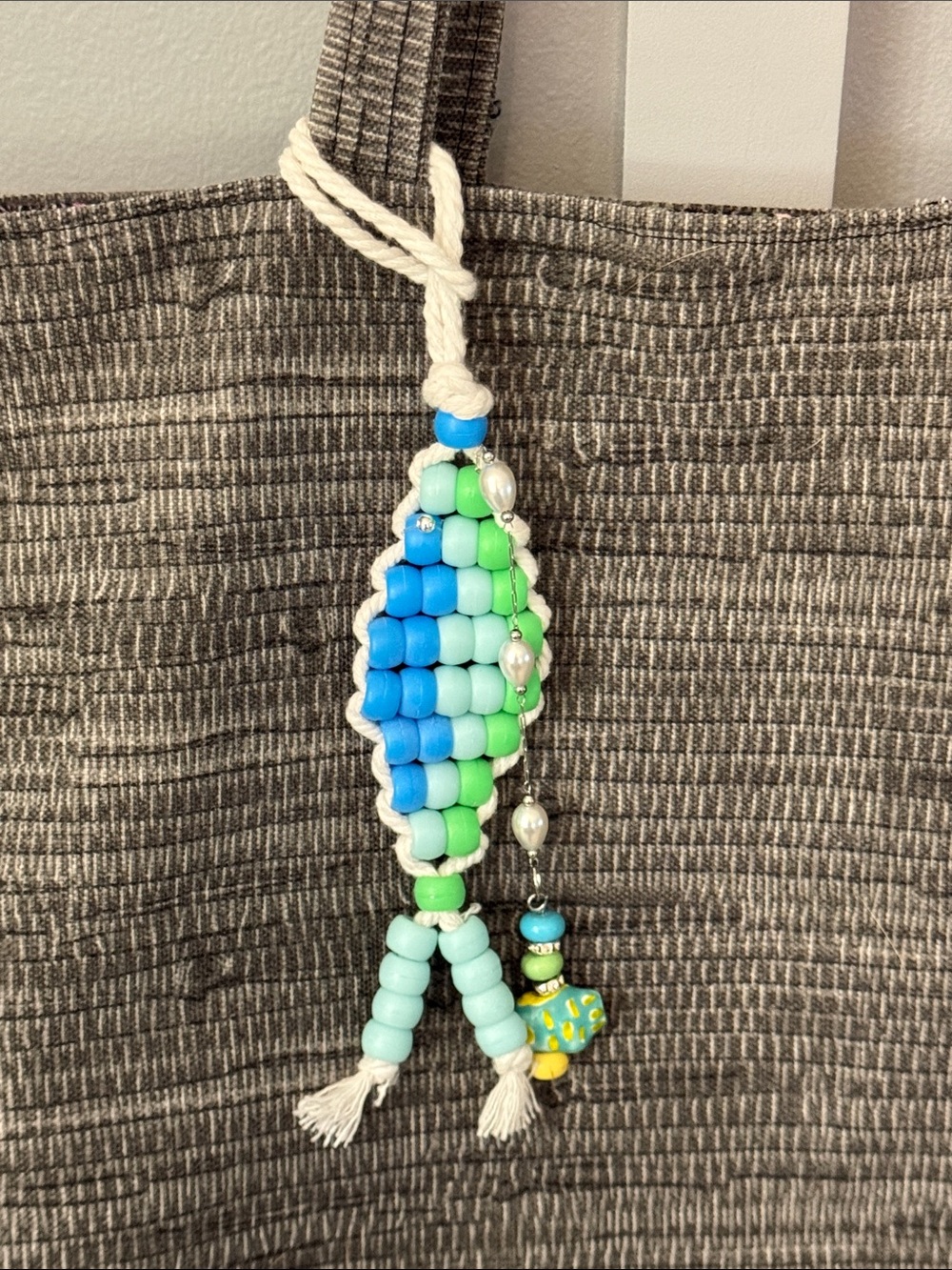Beaded Fish Bag Double Strand Tote Bag Charm